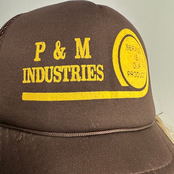 Workwear P&M  Industries Brown and Yellow Baseball Trucker Hat Adjustable - Picture 2 of 6